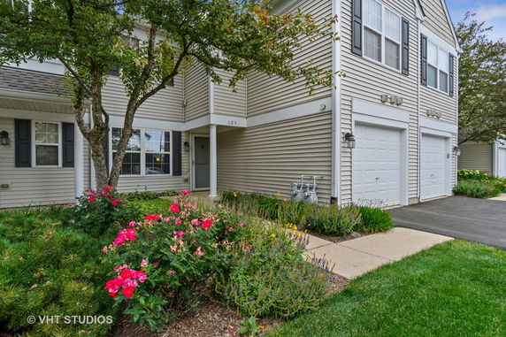 Front view of a house with a double garage.