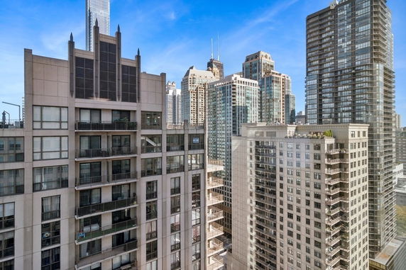 View of tall buildings in an urban area.