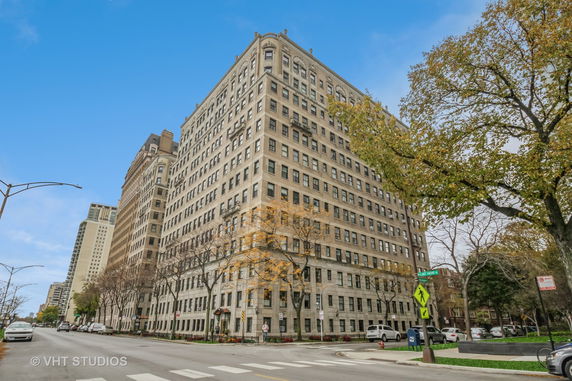 Front view of a multi-story apartment building.