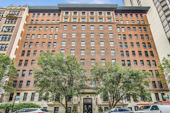 Front view of a multi-story brick building.