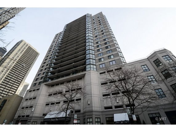 Front view of a multi-story apartment building.