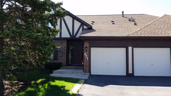 Front view of a house with a double garage.
