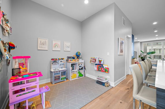 Indoor children's play area with toys and books