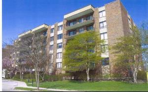 Front view of a multi-story residential building.