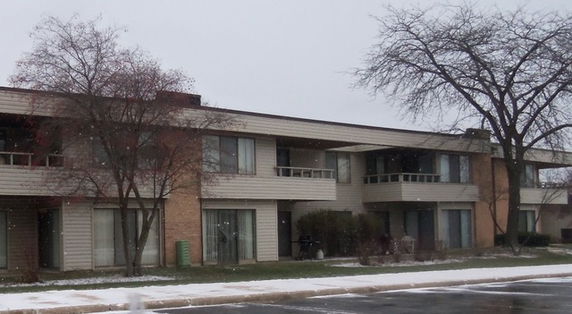 Front view of a two-story apartment building