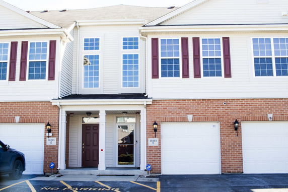 Front view of a house with a double garage.