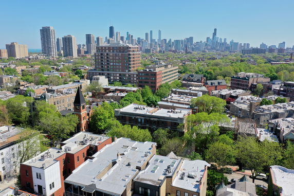 Panoramic view of an urban landscape with buildings and skyline.