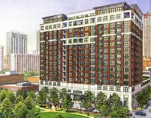 Front view of a multi-story residential building.