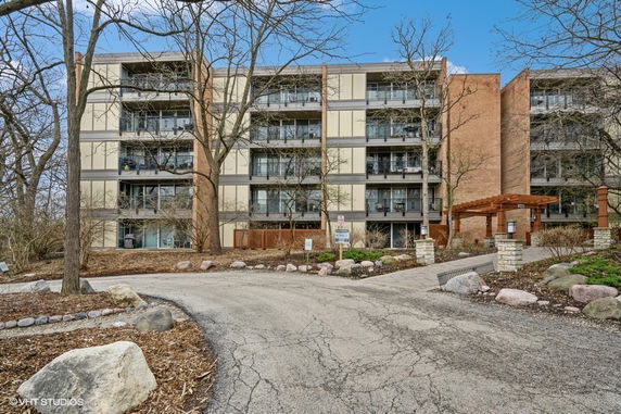 Front view of a multi-story residential building.