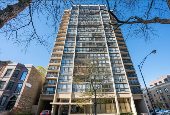 Front view of a multi-story residential building.