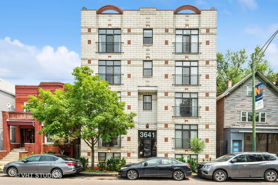 Front view of a multi-story residential building.