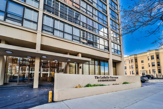 Front view of a condominium building named The LaSalle Terrace.
