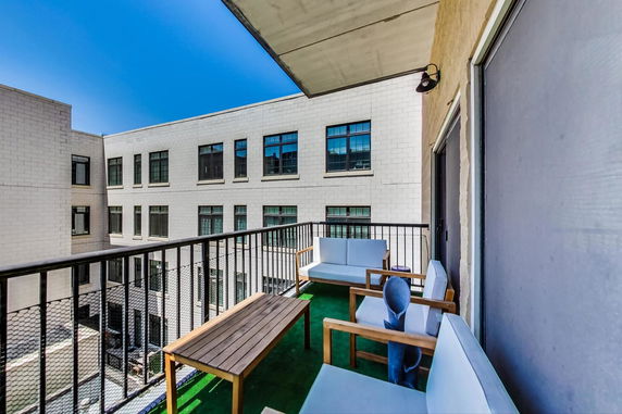 Balcony view of a multi-story building