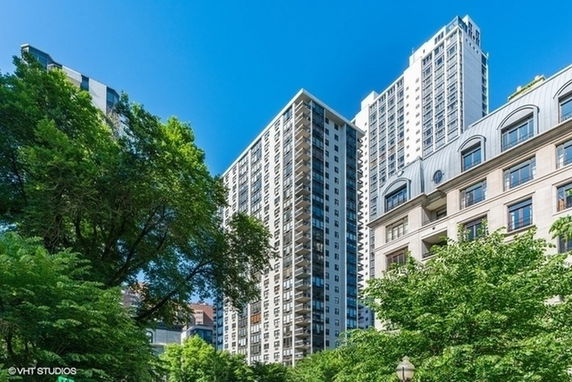 Elevated view of multiple high-rise residential buildings.