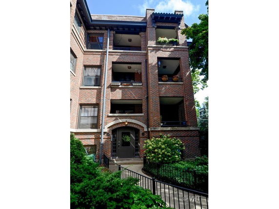 Front view of a multi-story brick building
