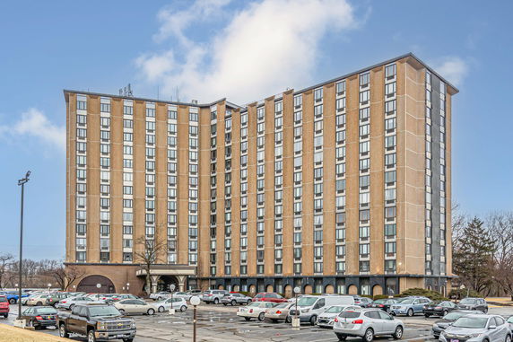 Front view of a multi-story residential building