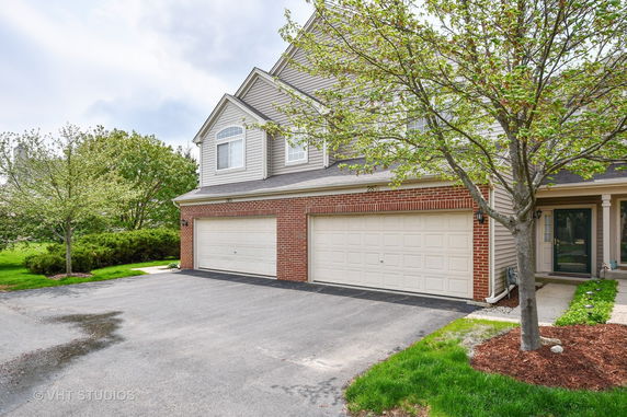 Front view of a house with double garage.