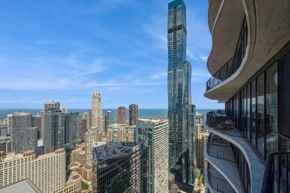 Panoramic view of a cityscape with tall skyscrapers