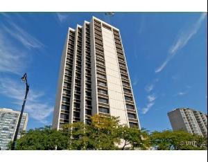 Front view of a high-rise building