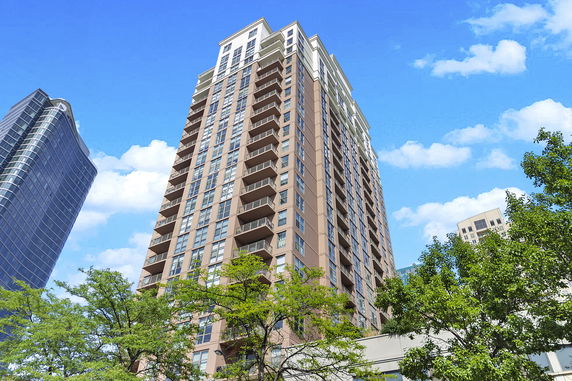 Front view of a high-rise residential building