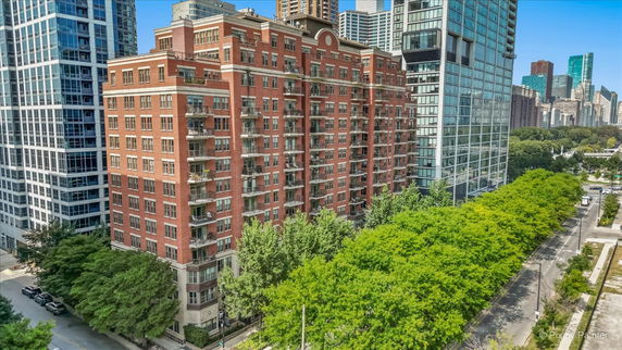 Front view of a brick residential apartment building.