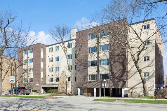 Front view of a multi-story residential building.