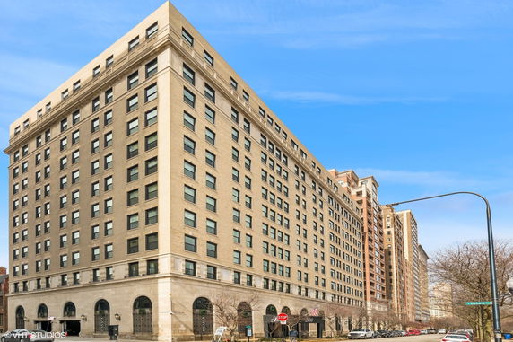Front view of a large multi-story building.