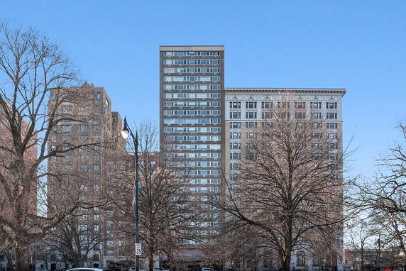 Front view of a multi-story residential building.