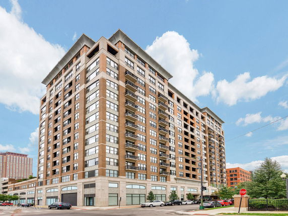 Front view of a multi-story residential building.