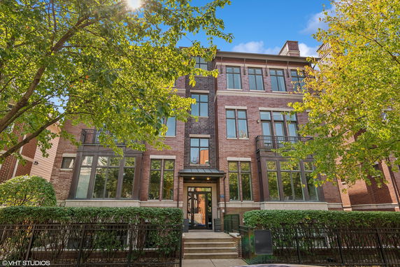 Front view of a multi-story brick building