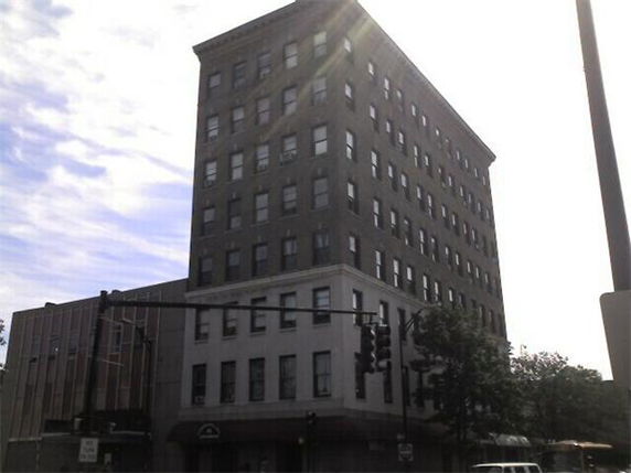 Front view of a multi-story building.