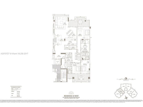 Architectural floor plan of Residence B West.