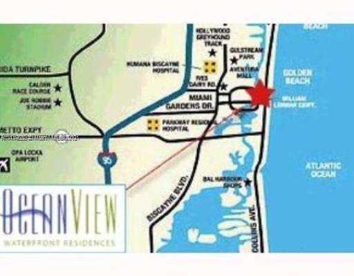 Map showing the location of Ocean View Waterfront Residences near Golden Beach and surrounding areas.
