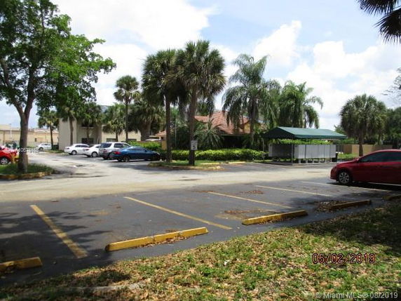 Outdoor parking area with palm trees and several parked cars.