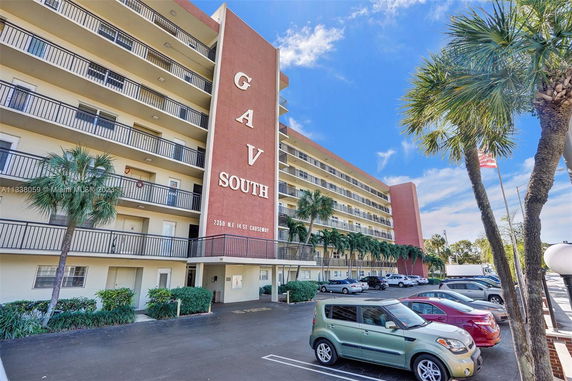 Front view of a multi-story building with a sign reading 'GAV South'.