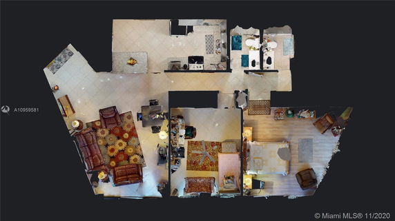 Floor plan view of a house with furniture layout.