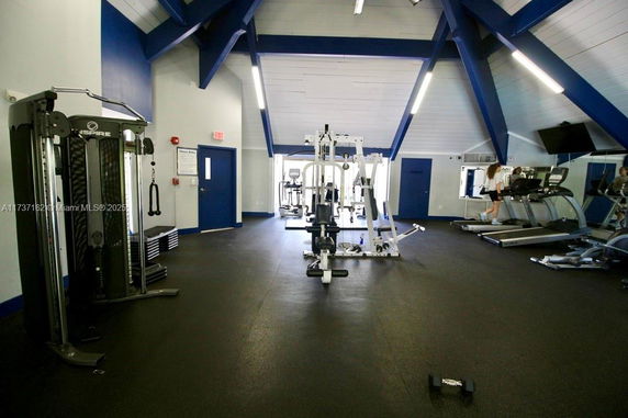 Indoor gym area with exercise equipment