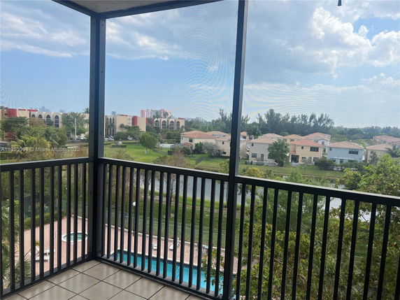 View of surrounding buildings and landscape from a balcony.