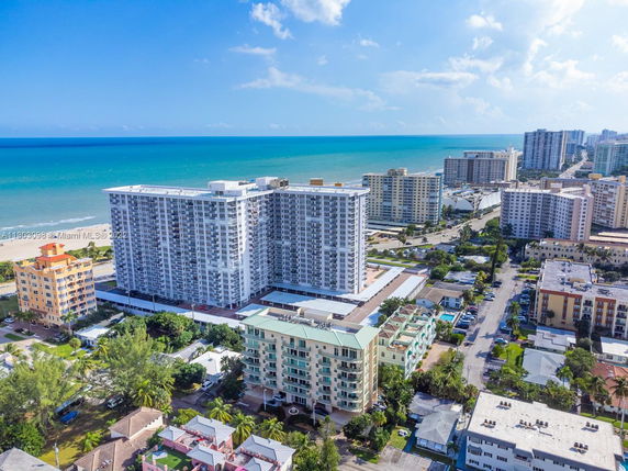 View of multiple high-rise buildings by the oceanfront.