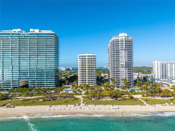 View of tall beachfront buildings with balconies