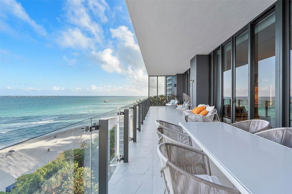 Balcony view of the ocean from a high-rise building