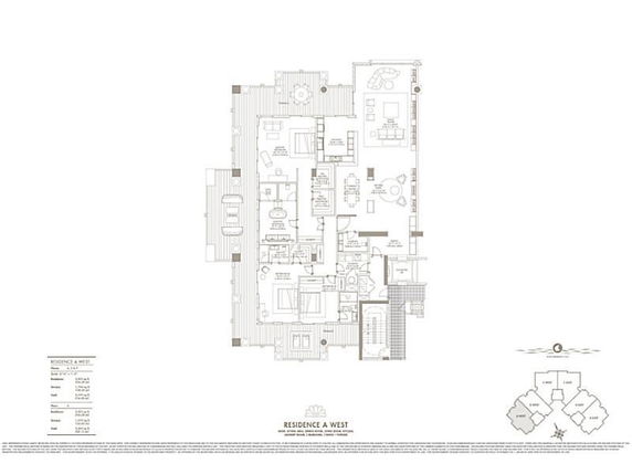 Architectural floor plan of a residence labeled 'Residence A West'.
