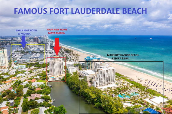 Aerial view of high-rise buildings near Fort Lauderdale Beach.