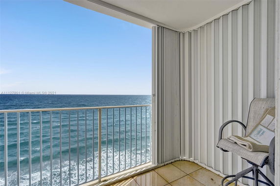 View from a balcony overlooking the ocean.