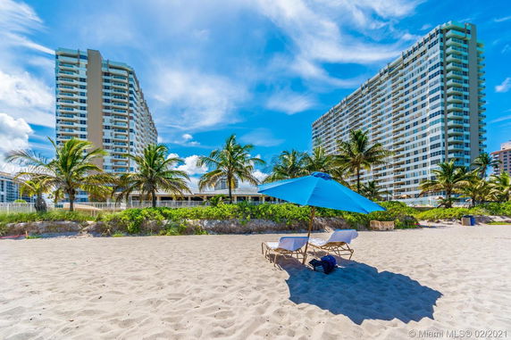 View of high-rise buildings from the beach.