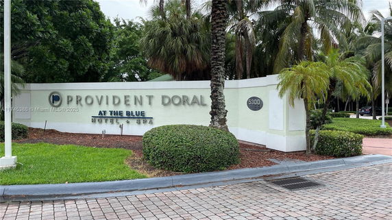 Entrance sign for Provident Doral at The Blue Hotel + Spa.