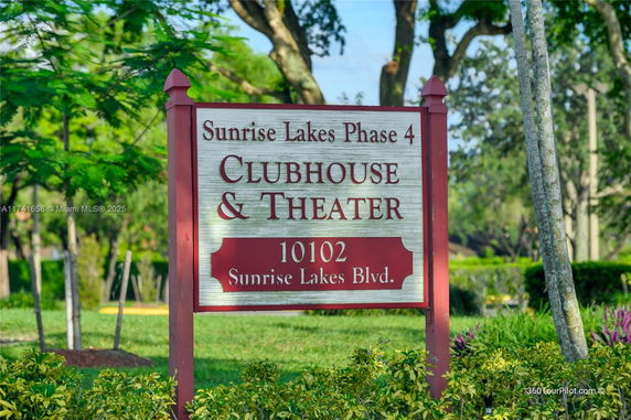 Sign for Sunrise Lakes Phase 4 Clubhouse and Theater