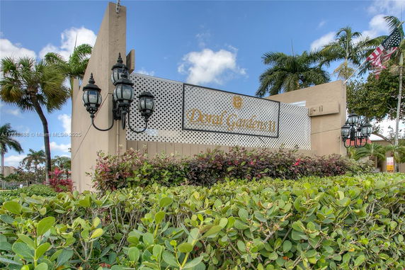 Front view of a decorative entrance sign for a residential area.