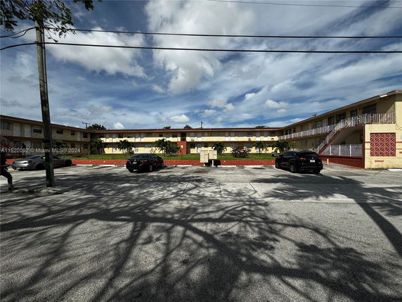 Front view of a two-story apartment building.