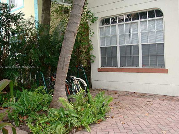 View of a house exterior with a large window and surrounding plants.
